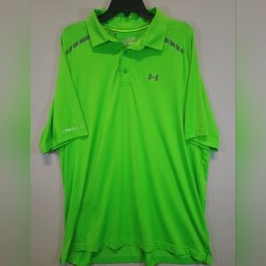 Under Armour HeatGear Polo Shirt Bright Green Short Sleeve Men’s 2XL Loose Fit